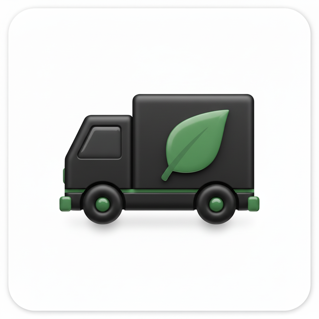 Bezorgauto met duurzaamheidslogo